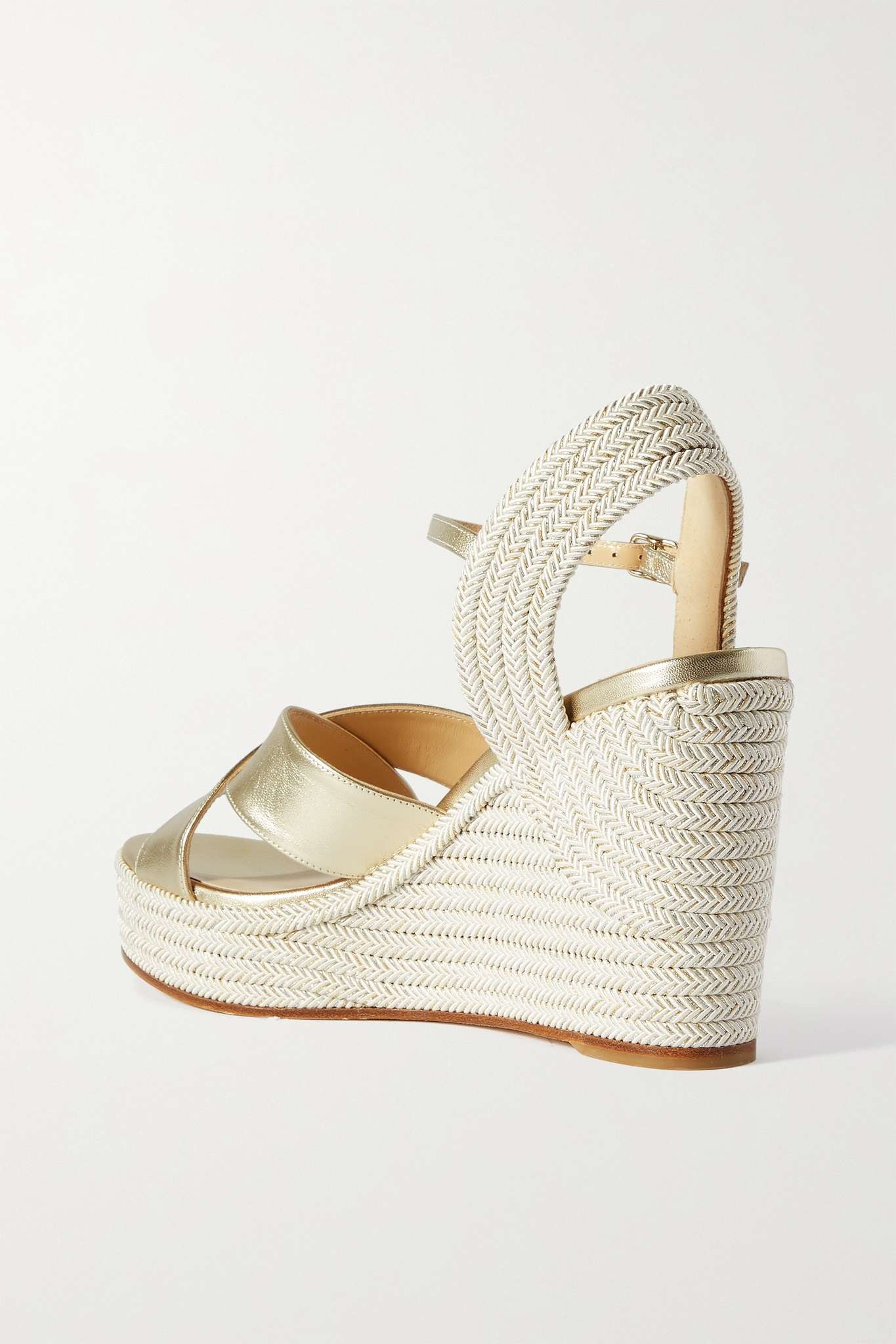 Dellena 100 metallic leather espadrille wedge sandals - 3