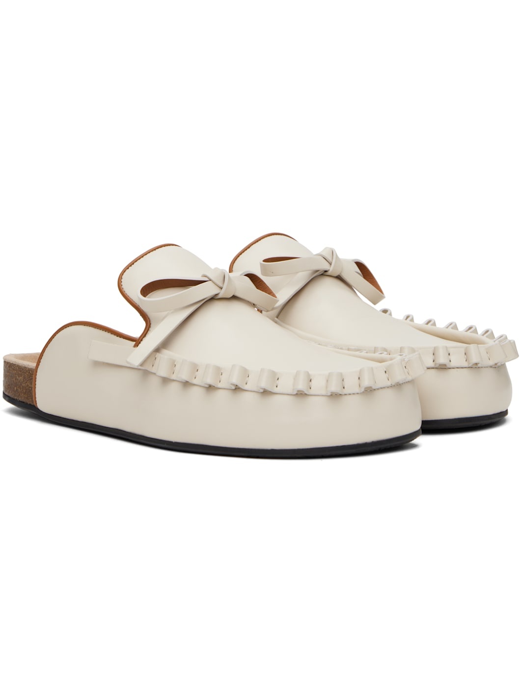 Off-White Ruffle Loafer Leather Mules - 4