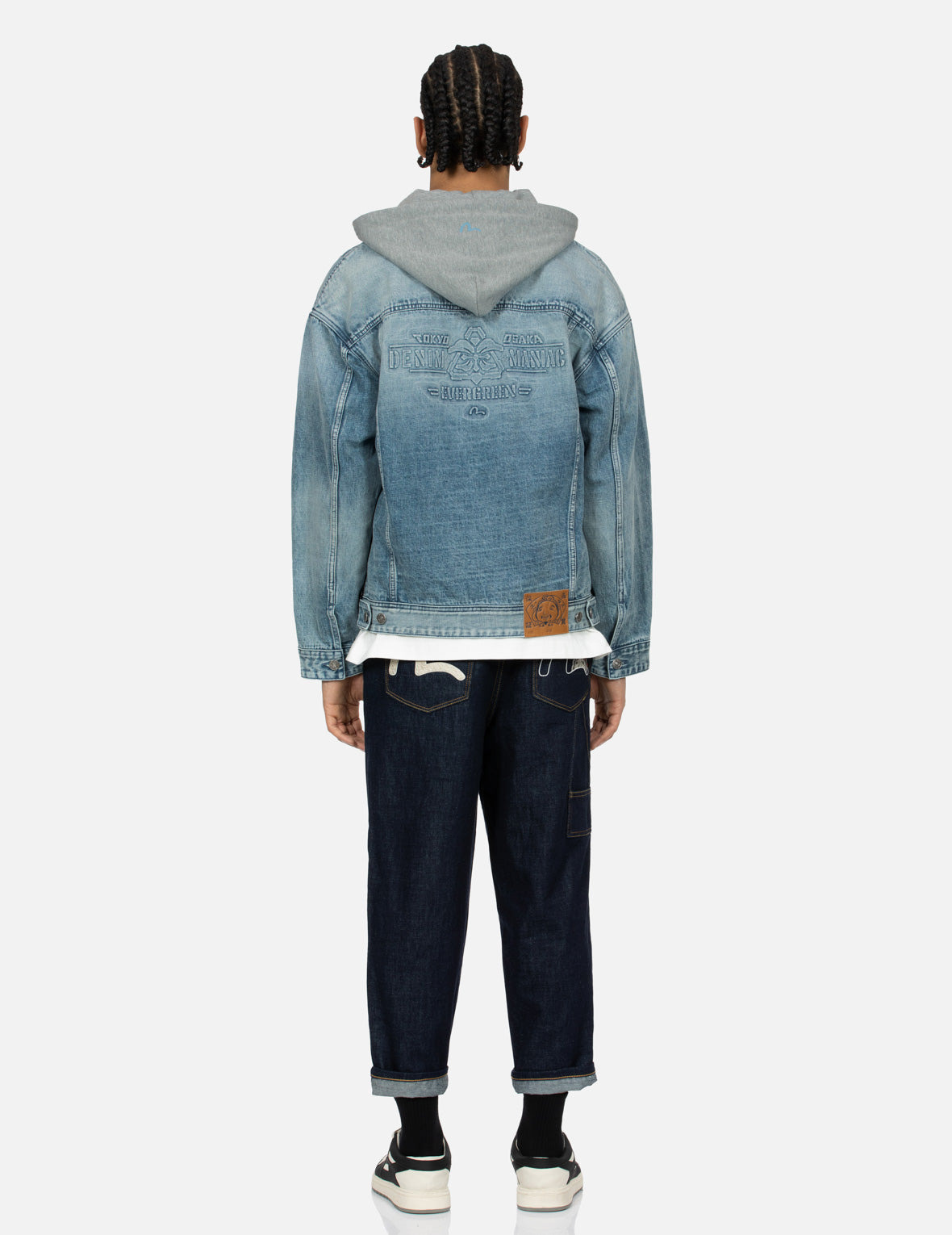SEAGULL AND LOGO EMBOSSED PRINT LOOSE FIT DENIM JACKET - 6