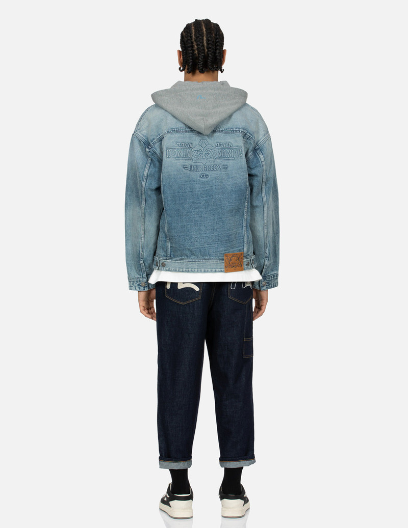 SEAGULL AND LOGO EMBOSSED PRINT LOOSE FIT DENIM JACKET 6