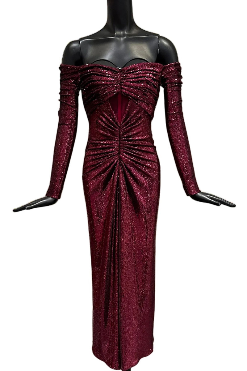 ZUHAIR MURAD OFF SHOULDER SEQUIN DRESS outlook