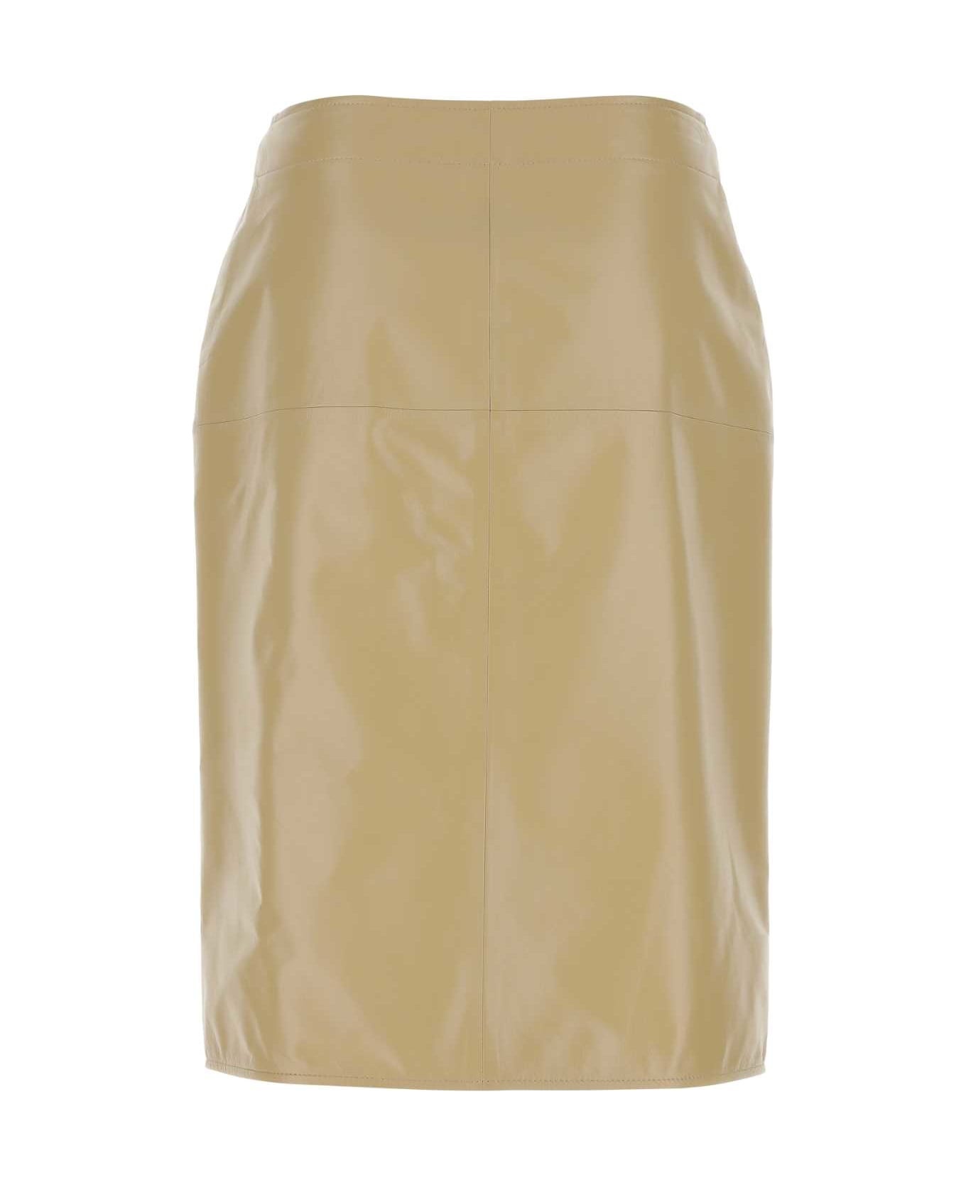 Beige Leather Skirt - 2