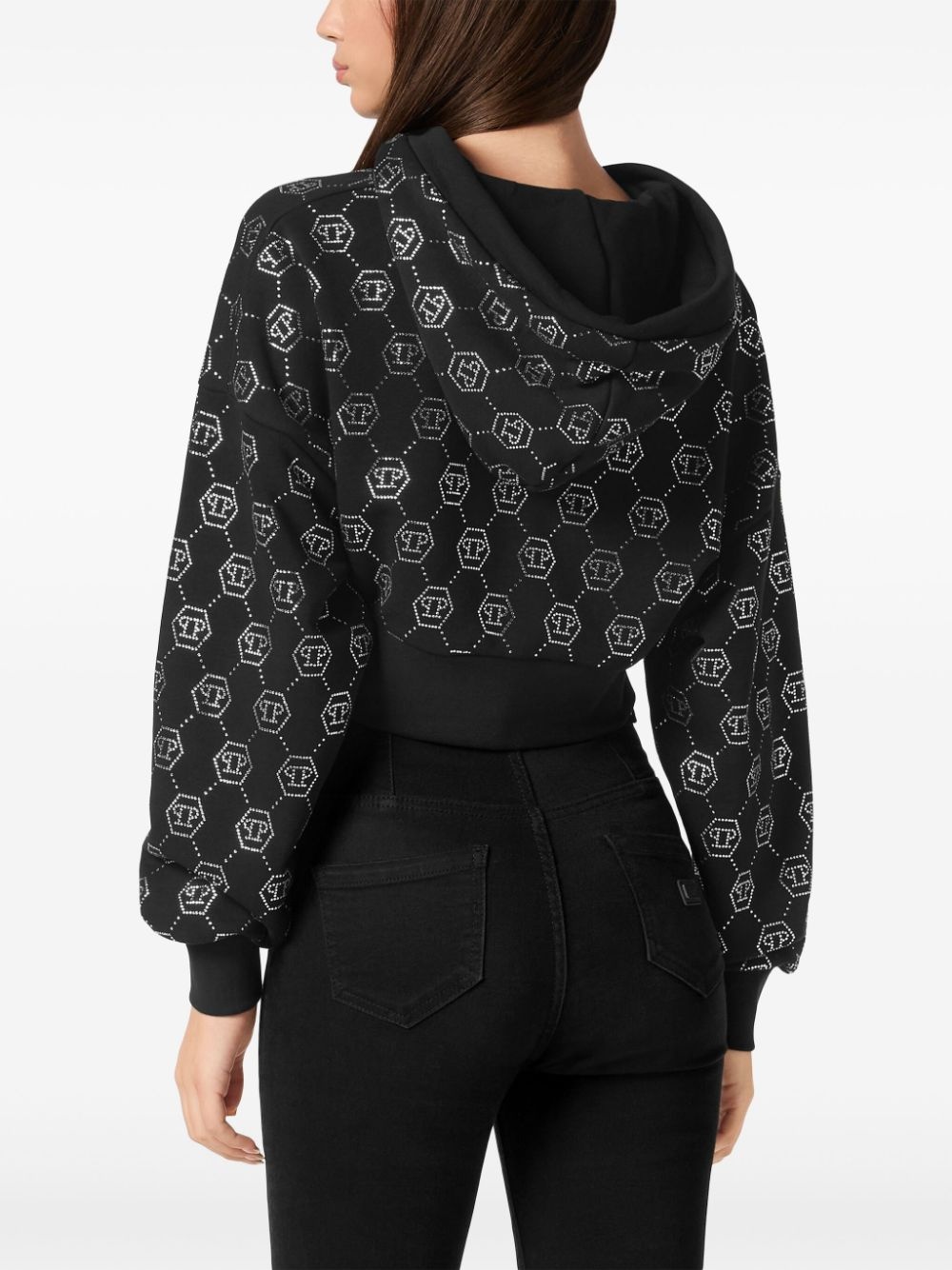 monogram cropped hoodie - 3