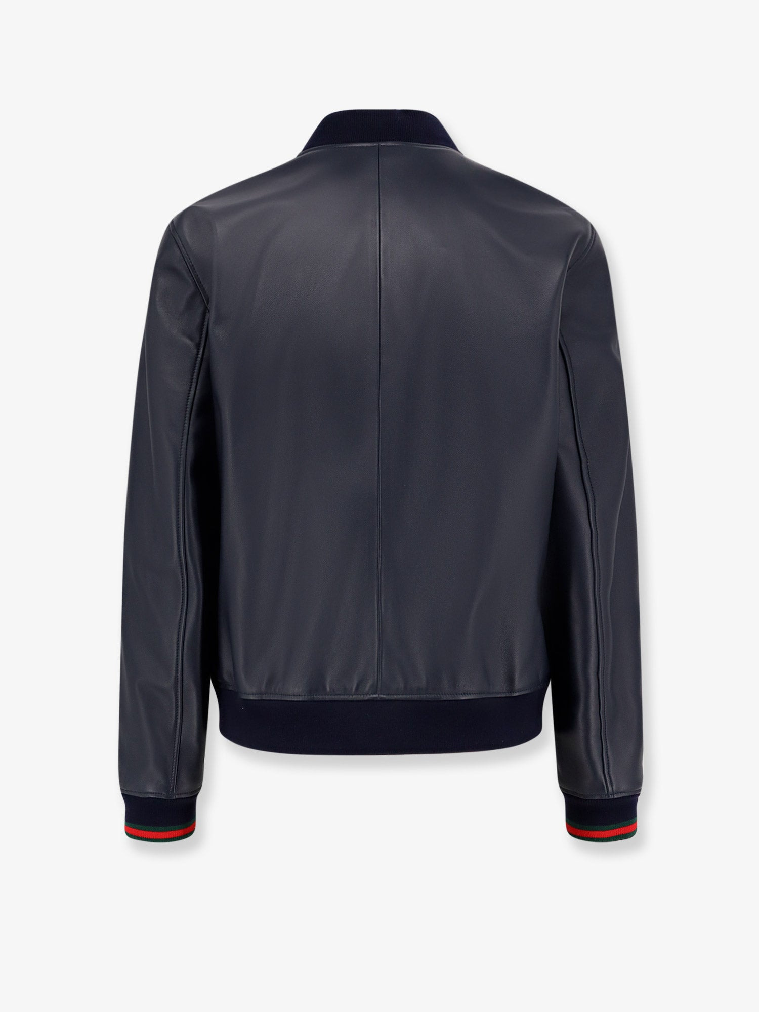 Gucci Men Leather Jacket Witth Web Details - 2