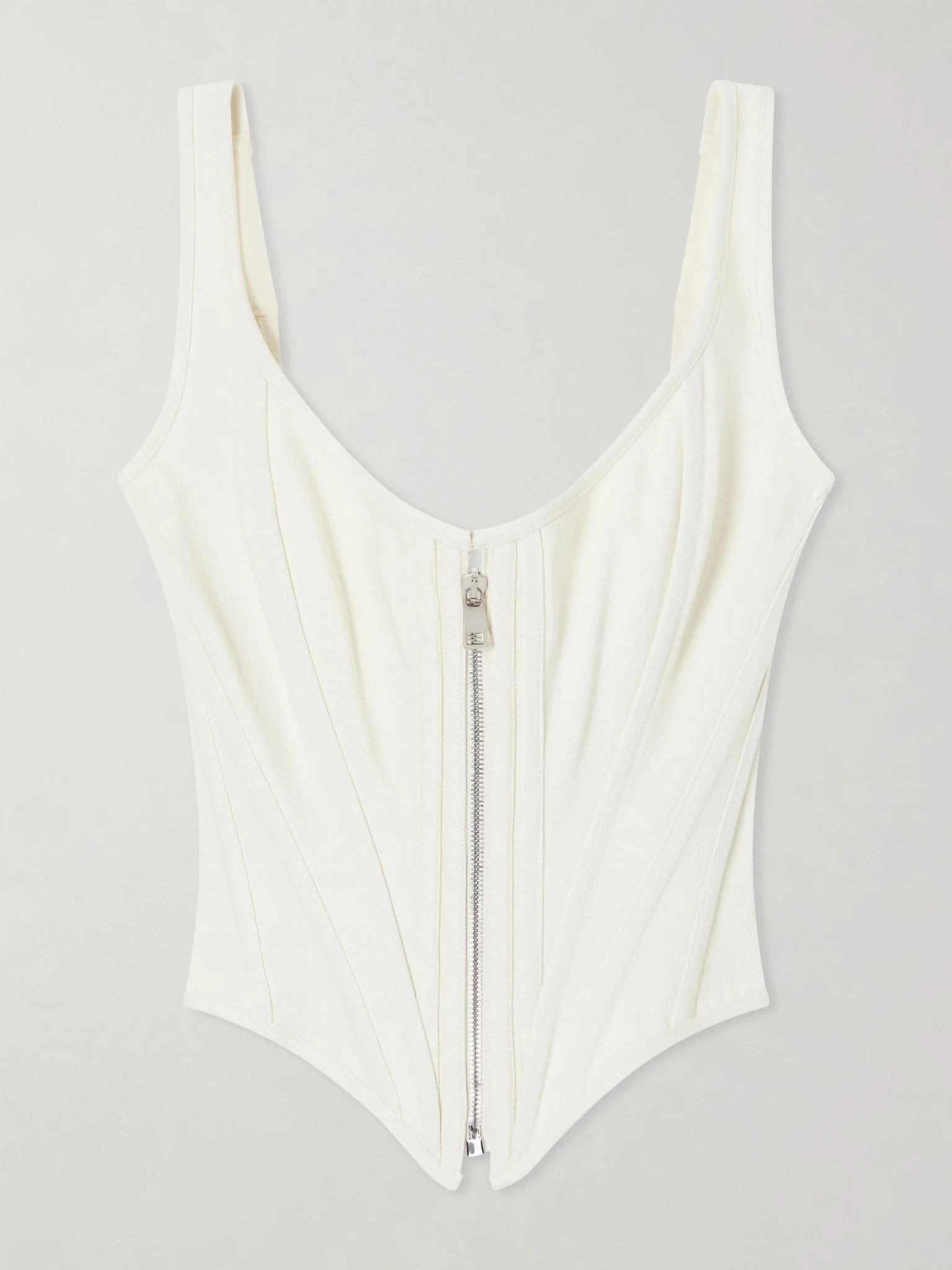 Zip denim corset top Cream - 1