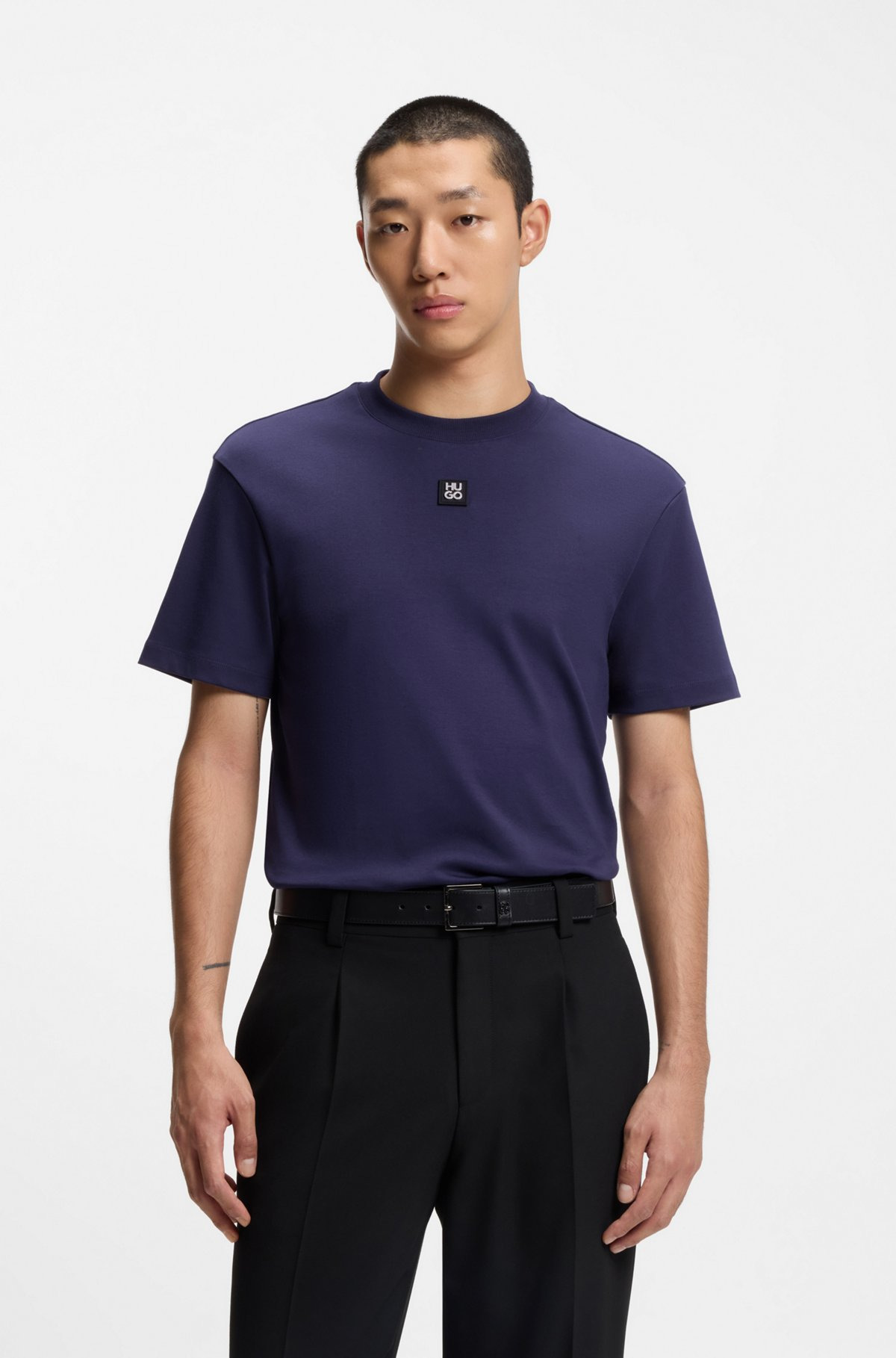 INTERLOCK-COTTON REGULAR-FIT T-SHIRT WITH STACKED LOGO - 2