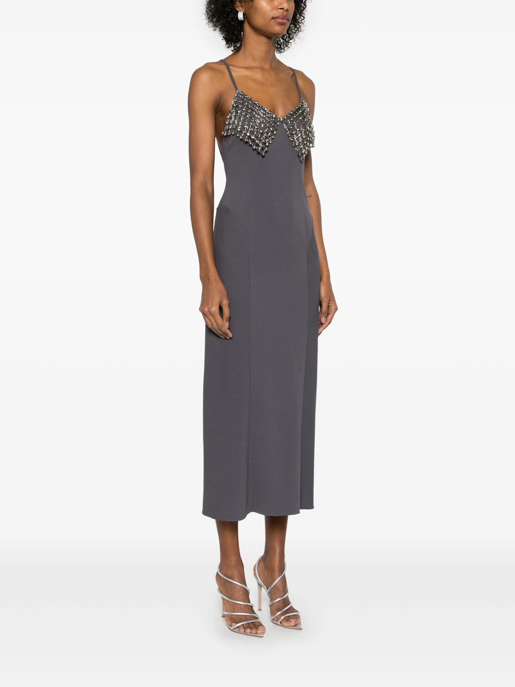 crystal-detail midi dress - 3