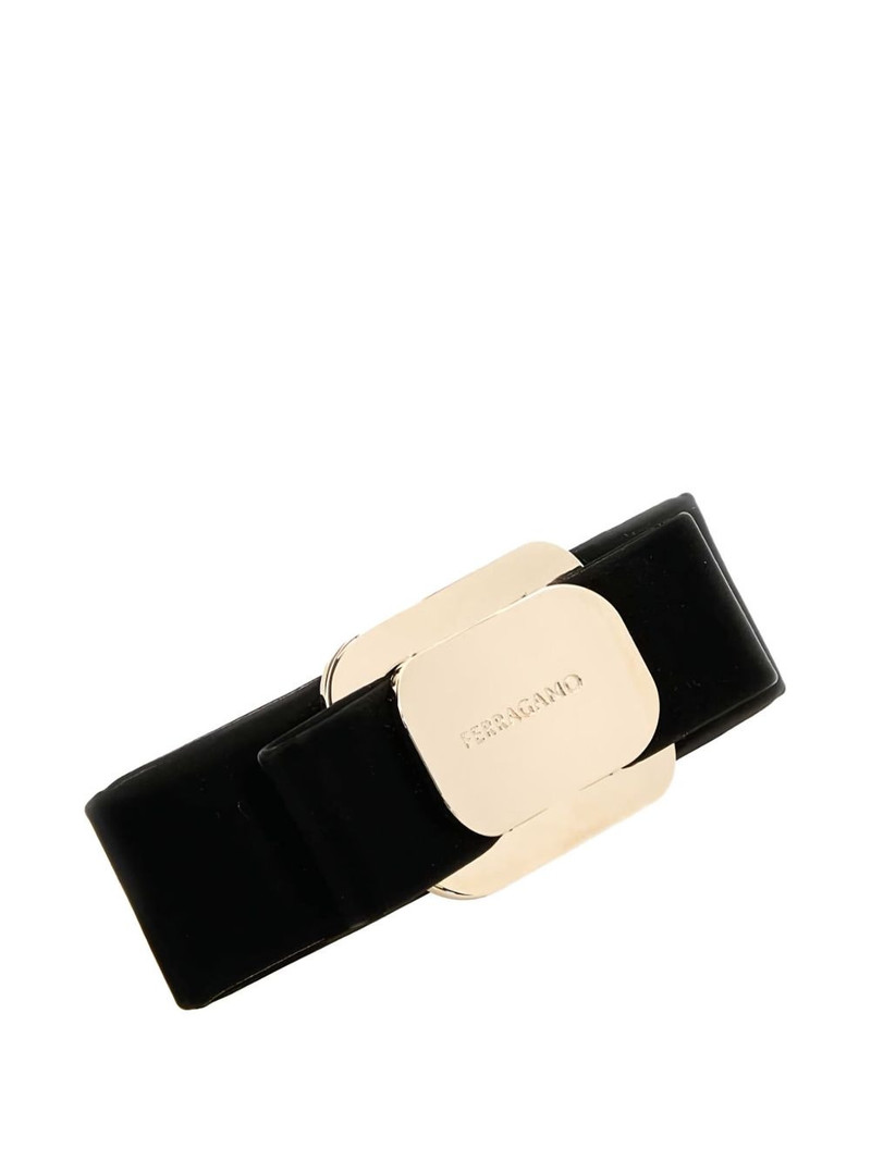 bow-embellished leather hair clip 4