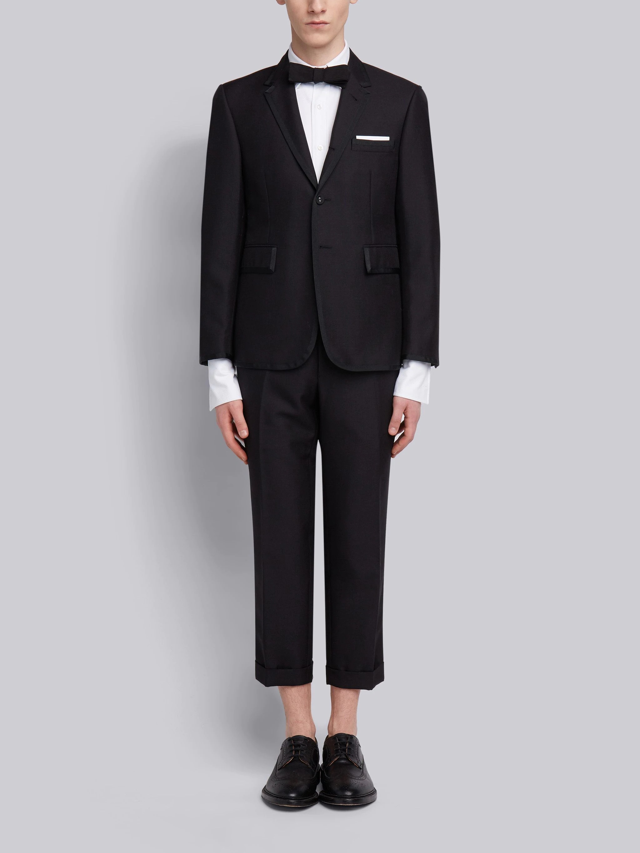 Black 3-plymohair Wool Grosgrain Tipping Classic Tuxedo and Bow Tie - 1