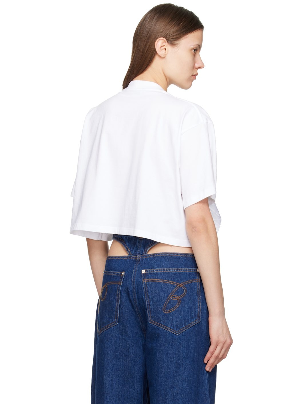 White Bra Point Cropped T-shirt - 3