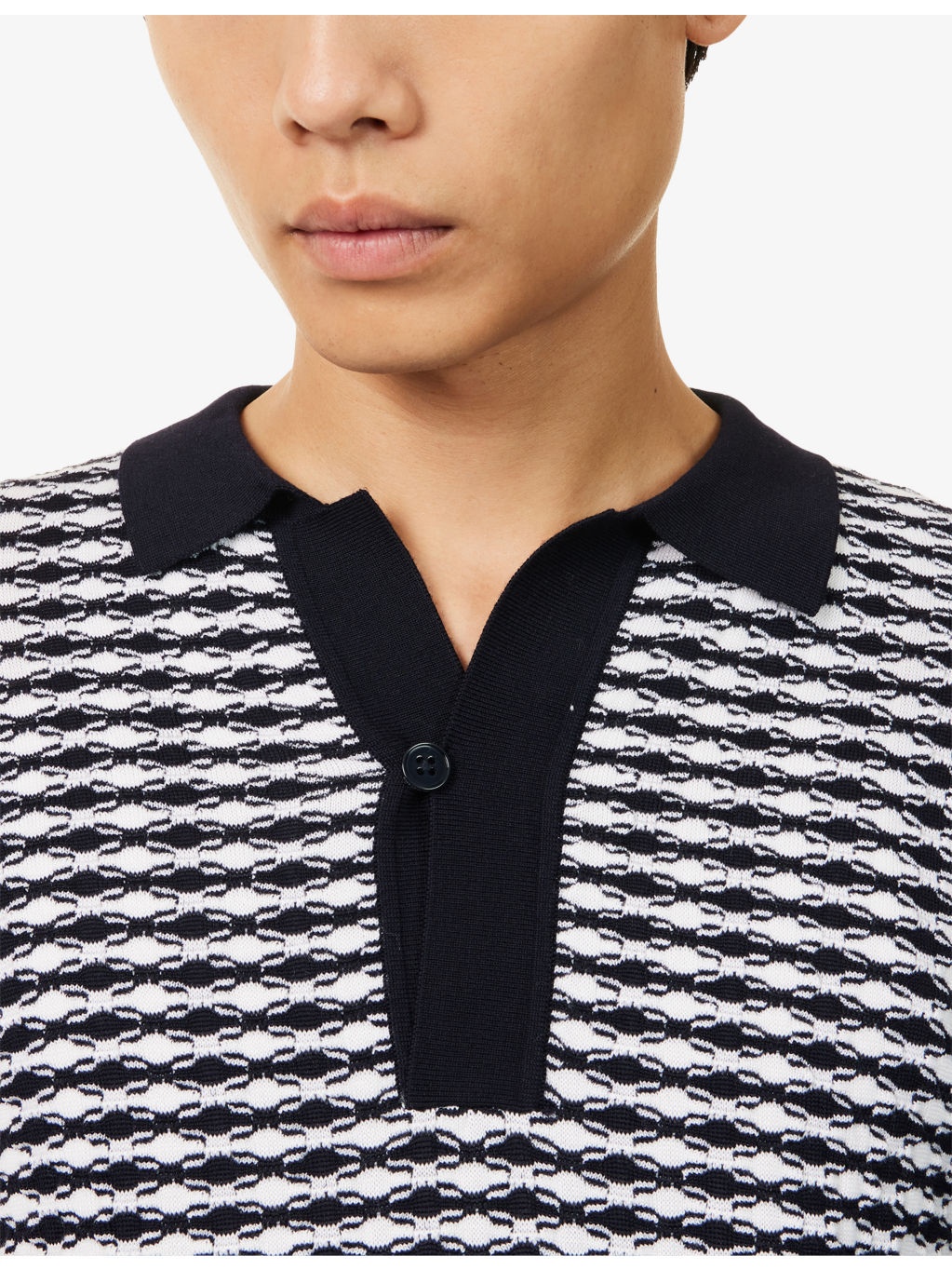 Textured-Pattern Knitted Wool Jumper - 5