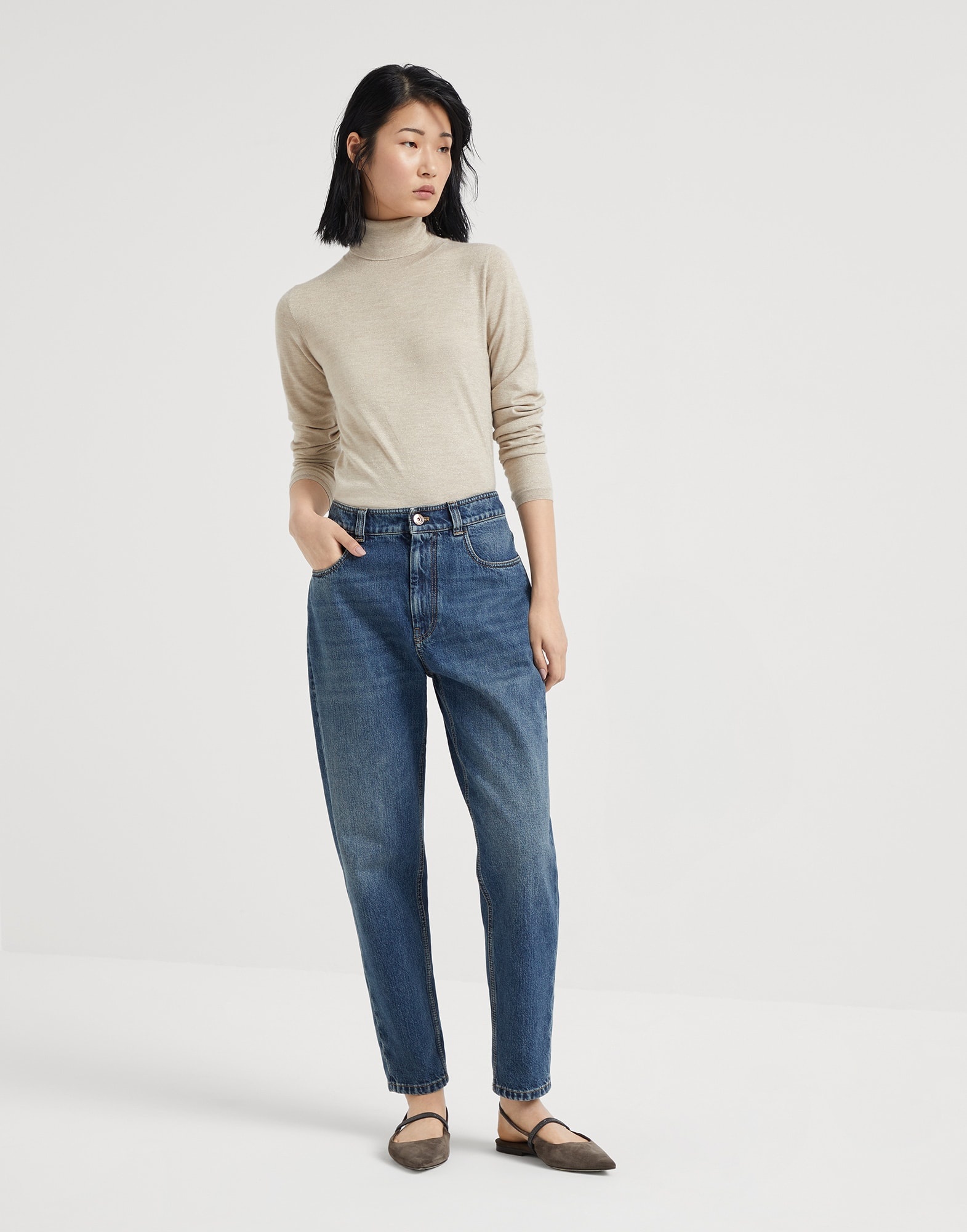 Sparkling cashmere and silk lightweight turtleneck sweater - 5
