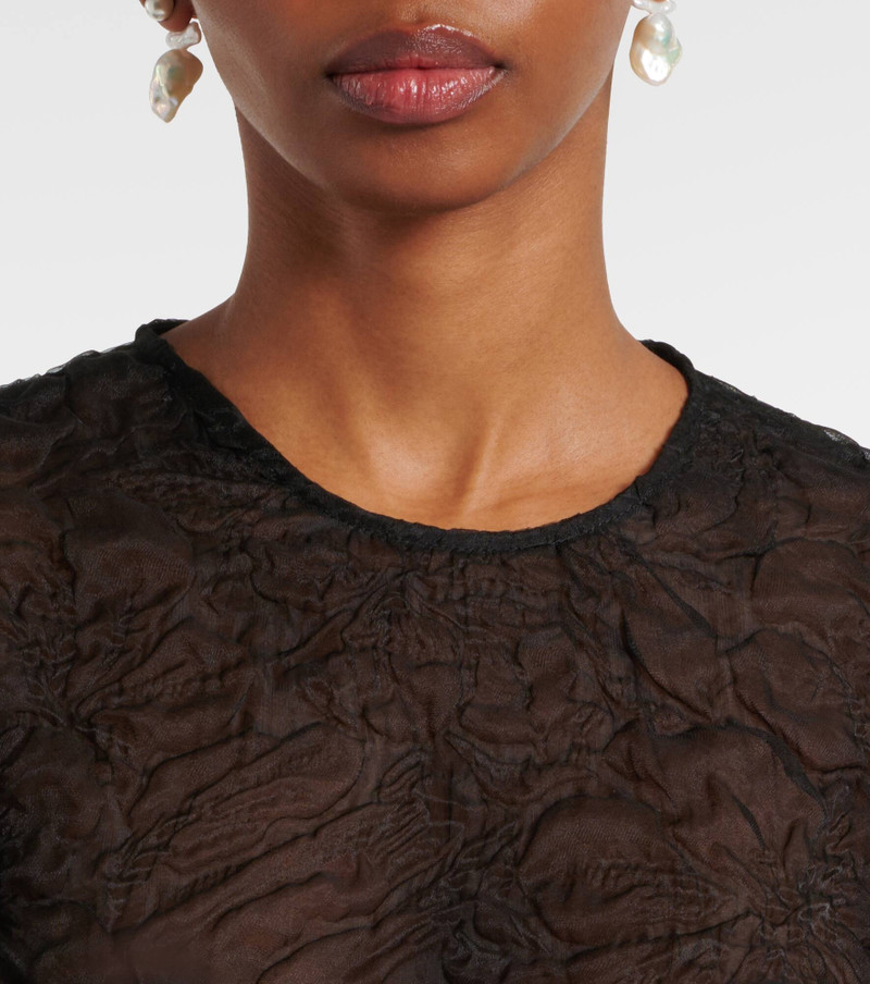 Gathered puff-sleeve midi dress 4