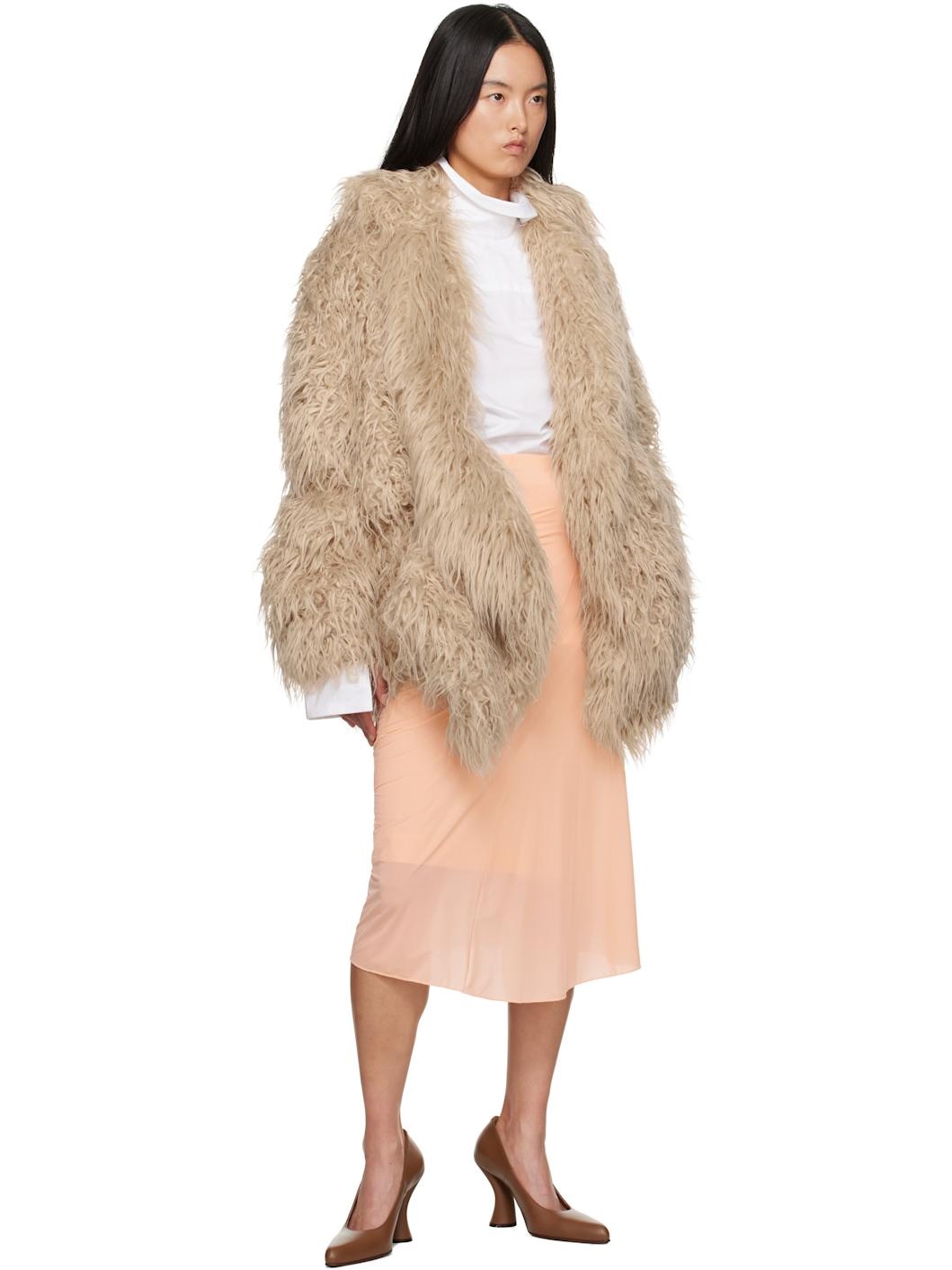 Pink Fitted Draped Midi Skirt - 4
