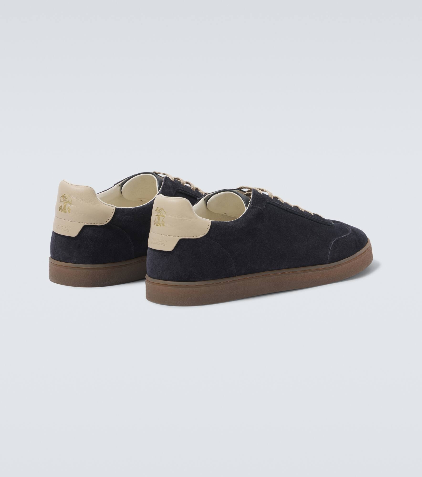 Leather-trimmed suede sneakers - 6