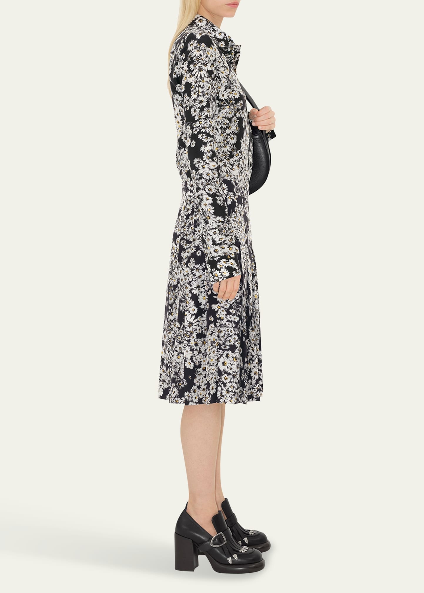 Flower Print Midi Silk Skirt - 4