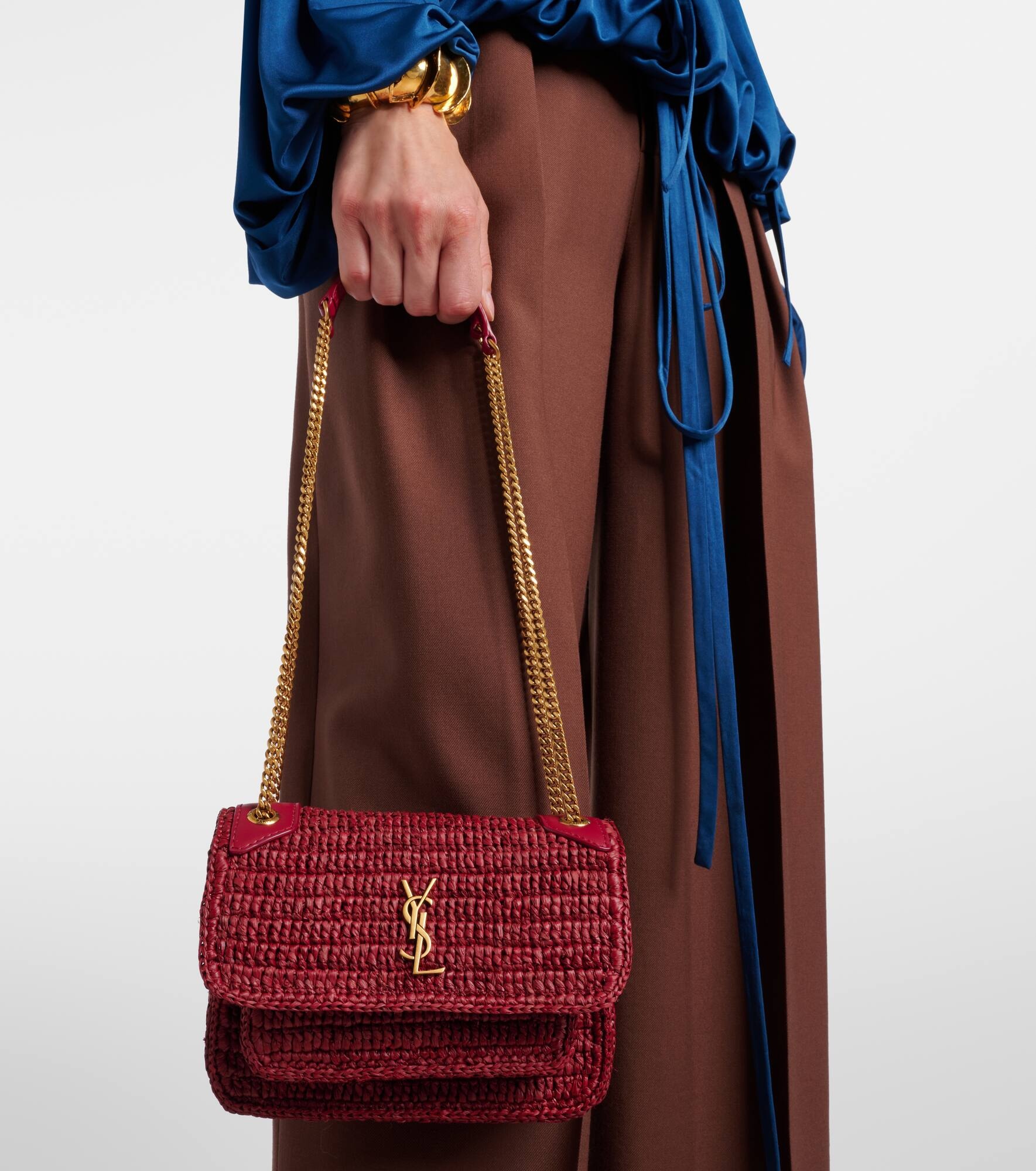 Niki Small raffia-effect shoulder bag - 7