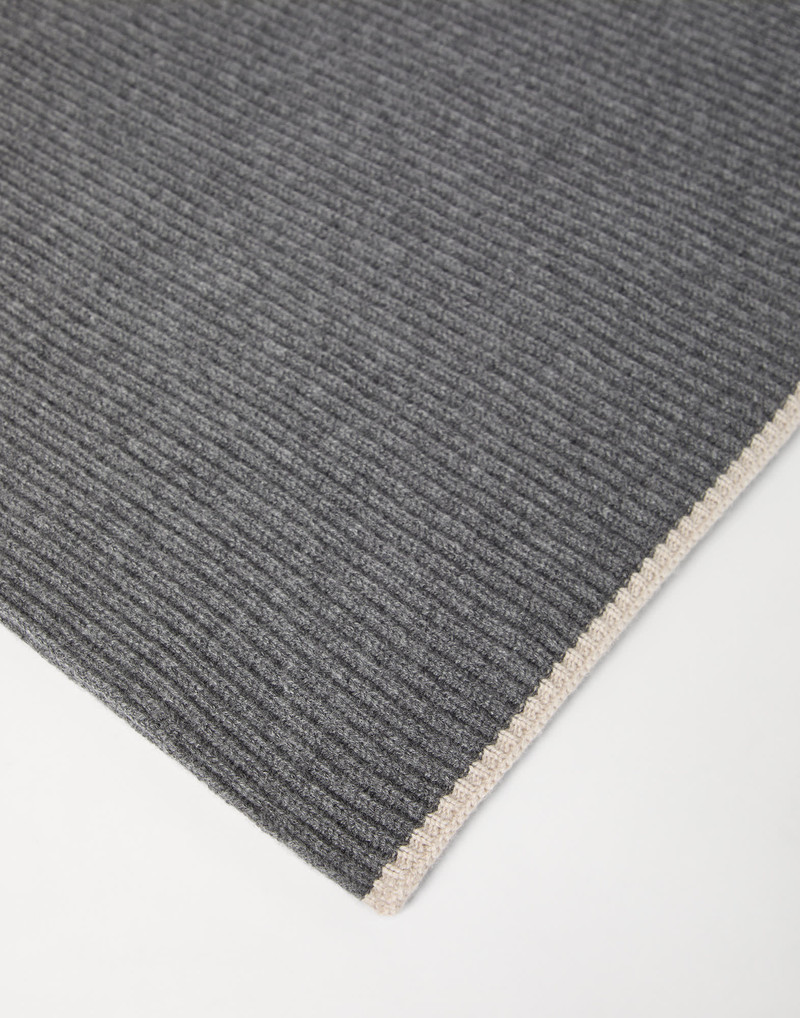 Brunello Cucinelli Cashmere English rib knit scarf with monili outlook