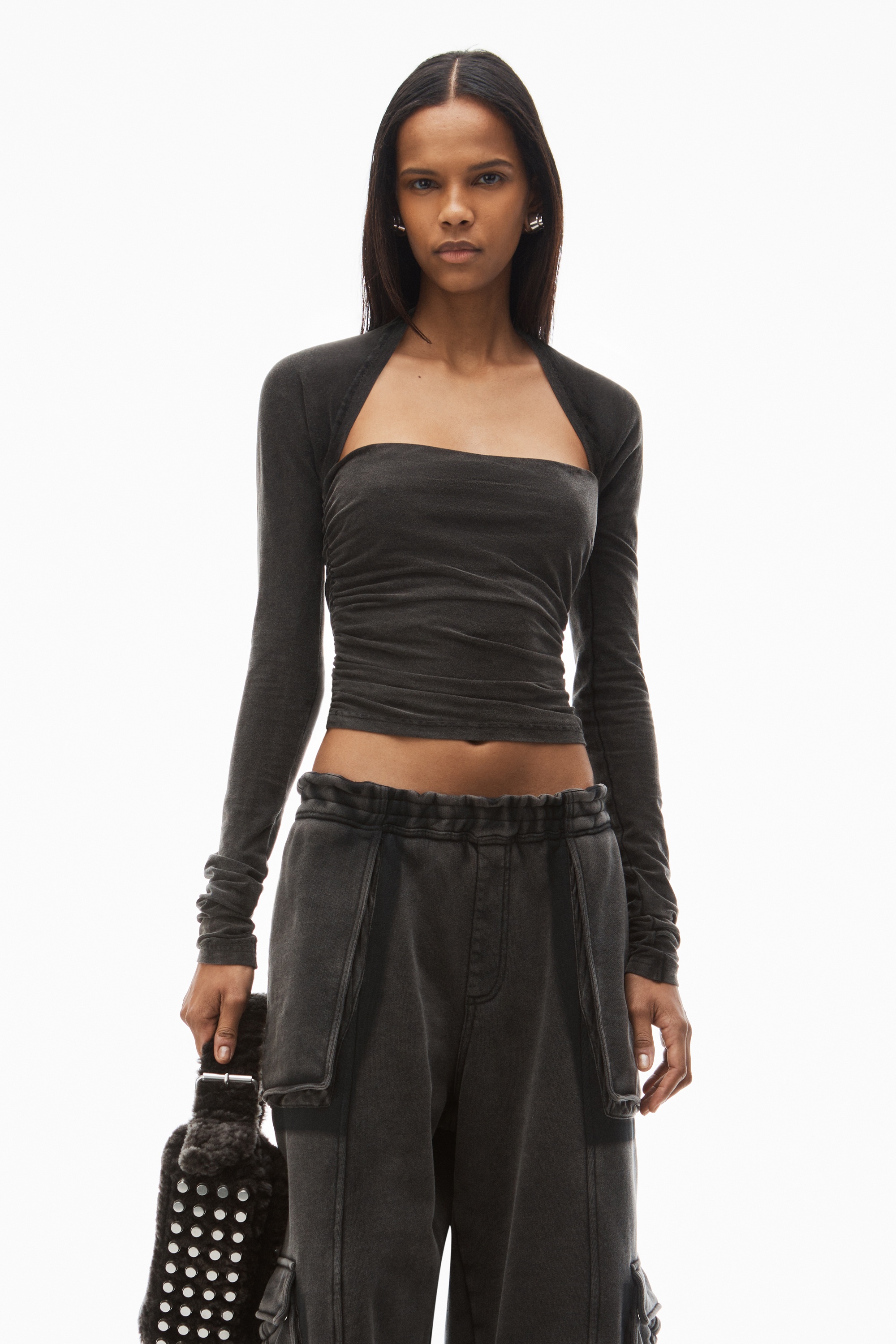 ruched top in sueded jersey - 2