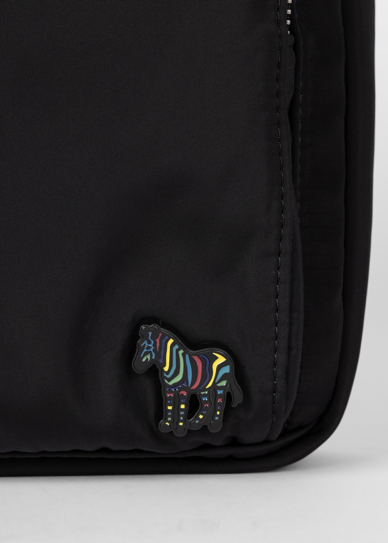 Black Recycled Polyester Zebra Messenger Bag 5