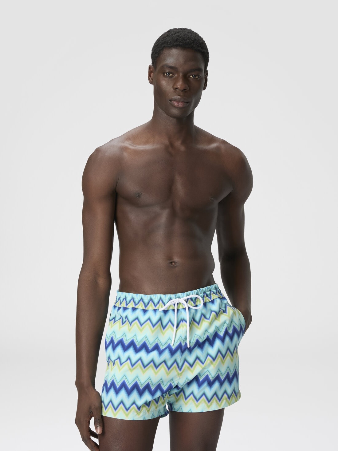 Nylon Swimsuit with Zigzag Print - 2