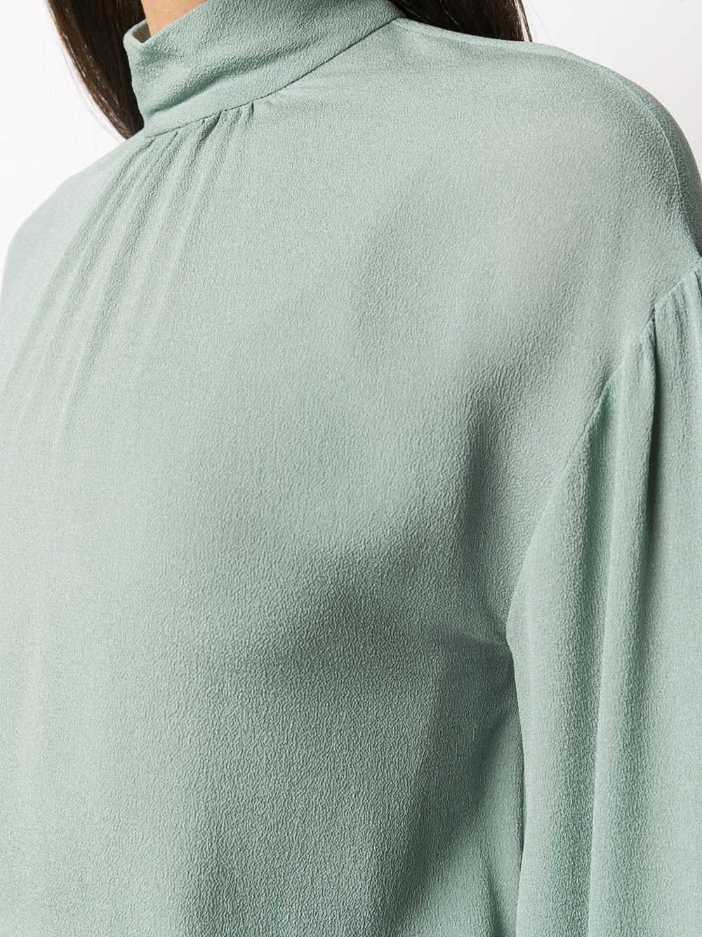 gathered-sleeve silk blouse - 5