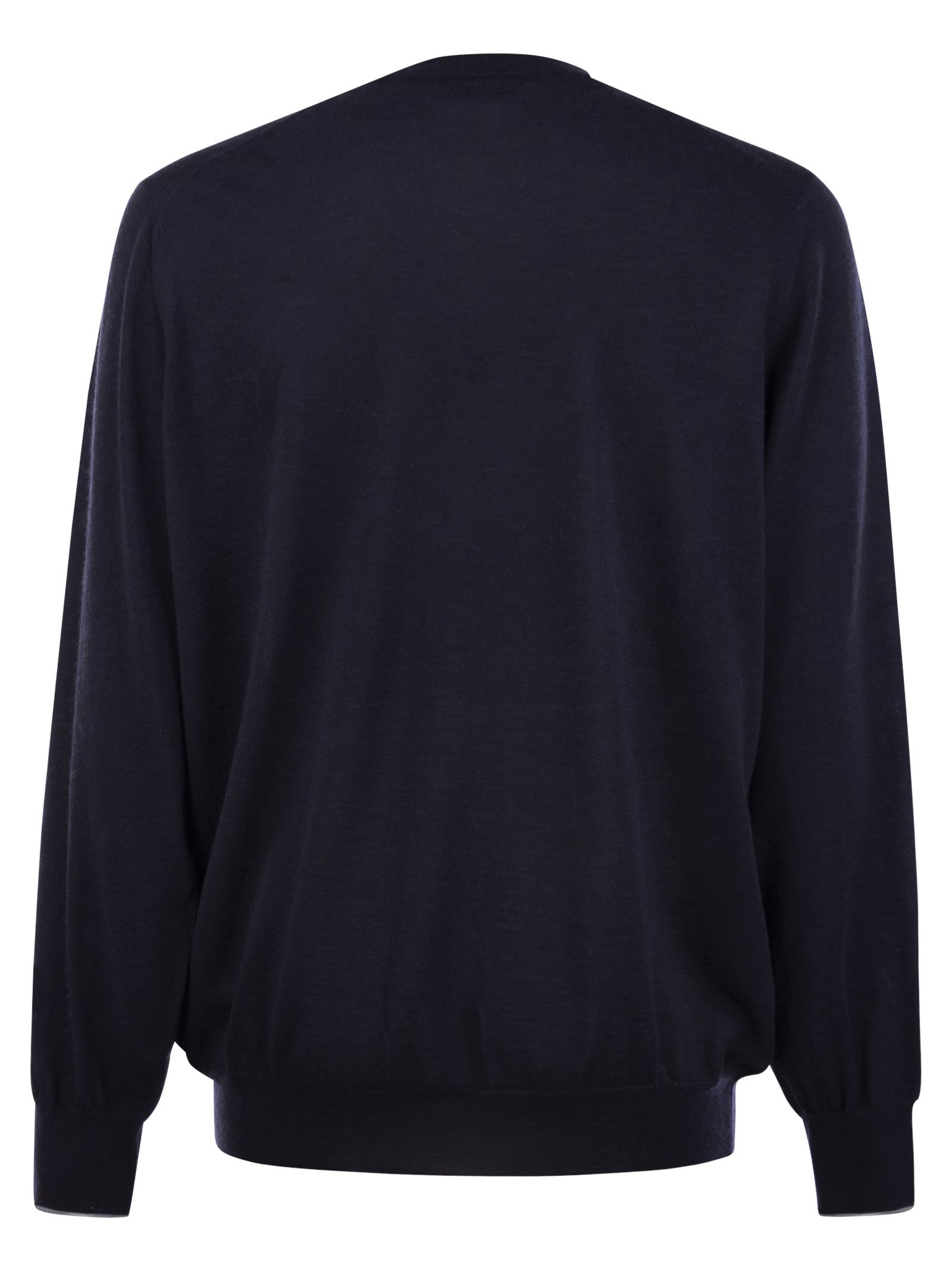 Brunello Cucinelli Men Crew-Neck Sweater In Virgin Wool And Cashmere - 2