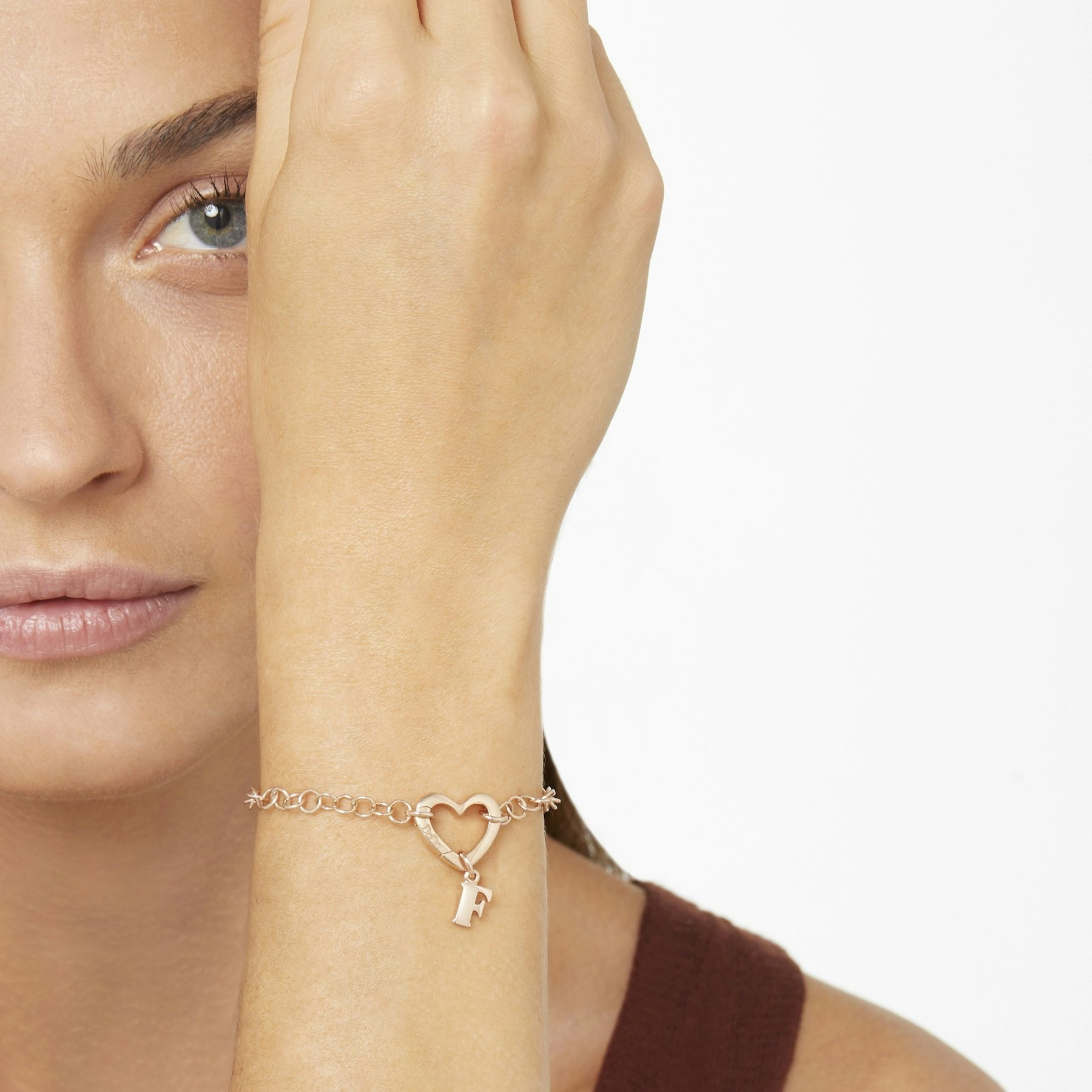 ROSE GOLD LETTER F CHARM - 3