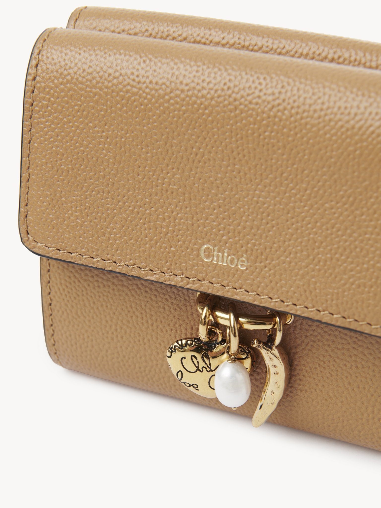 SMALL CHLOÉ CHARMS TRI-FOLD WALLET IN GRAINED LEATHER - 5