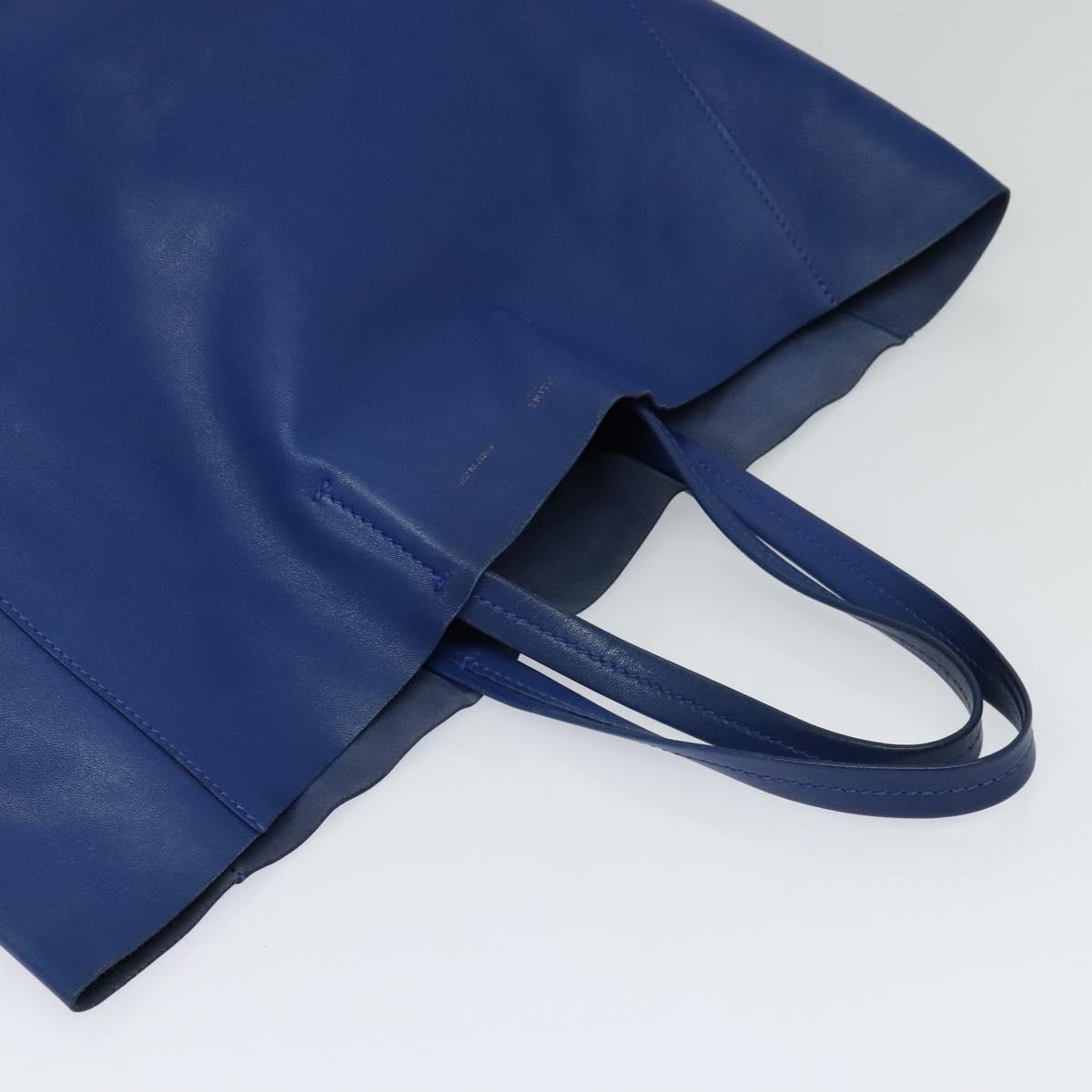 CELINE Vertical Cabas Hand Bag Leather Blue Brown - 6