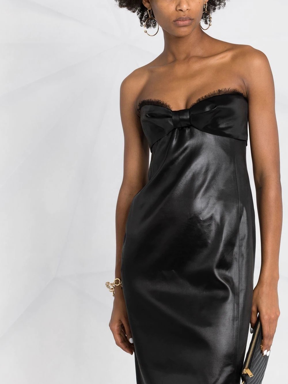 strapless mid-length dress - 5