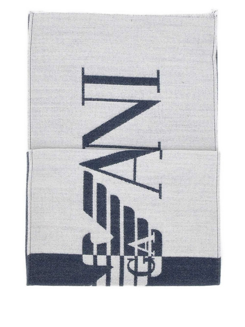 logo-embellished fringed scarf 1