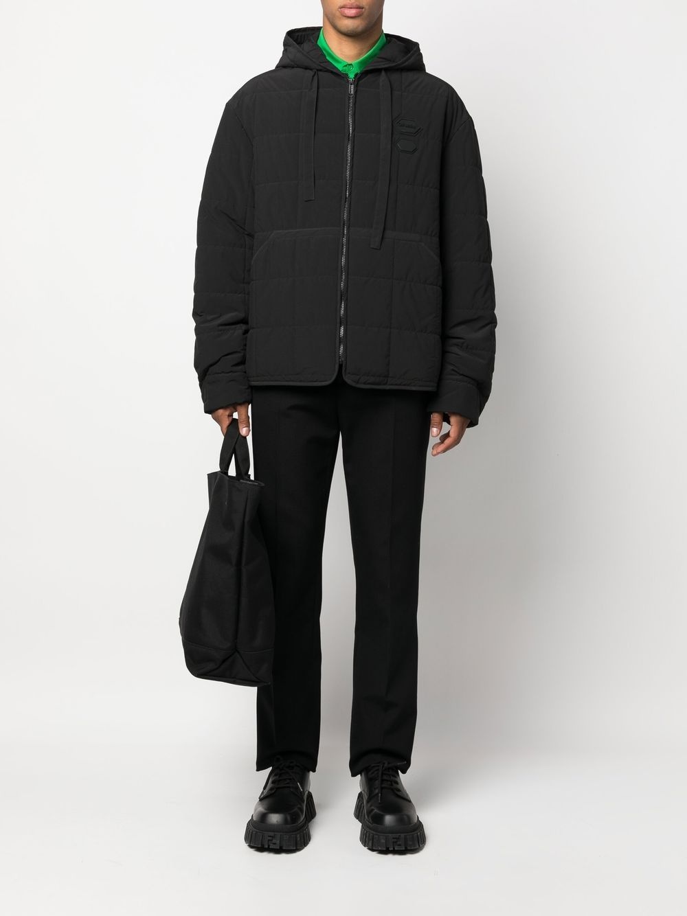 logo patch quilted jacket - 2