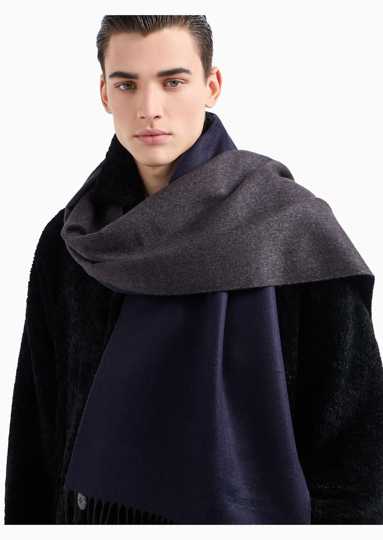 Two-tone wool and silk scarf - 3