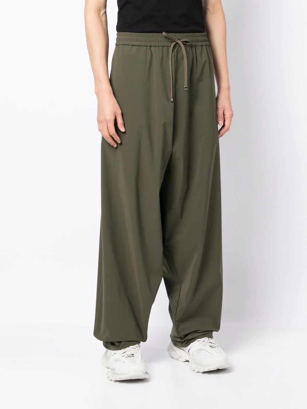 wide-leg drawstring trousers - 3