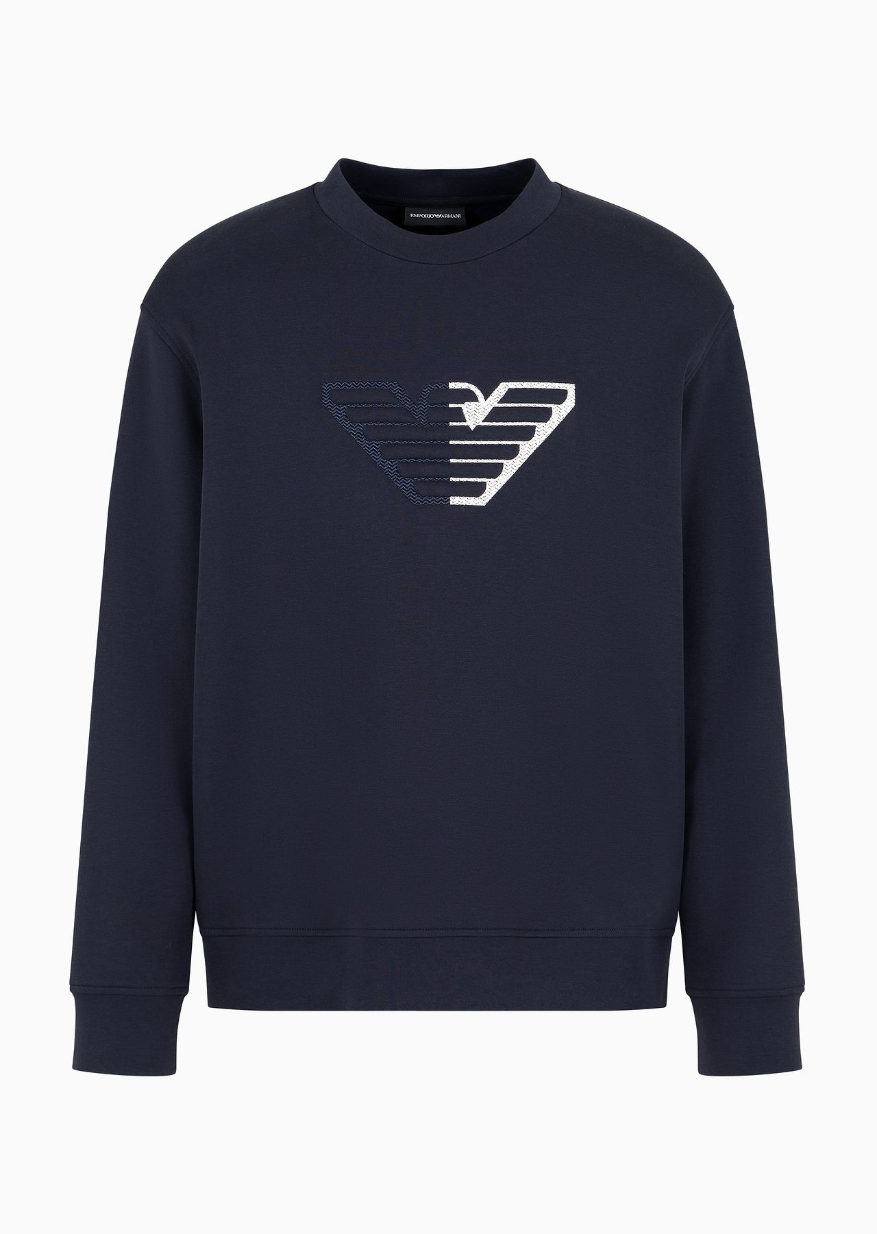 Double-jersey sweatshirt with embossed oversized eagle on a chevron background - 1