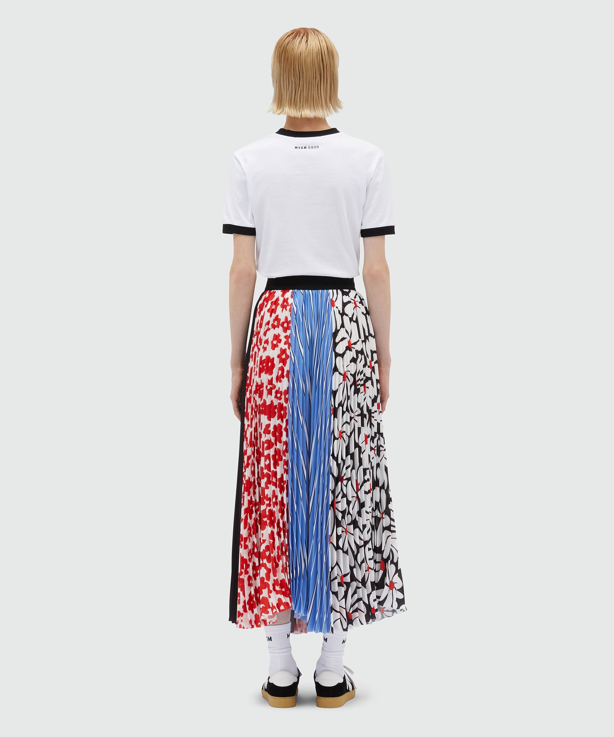 Patchwork patterned crepe de chine skirt - 3