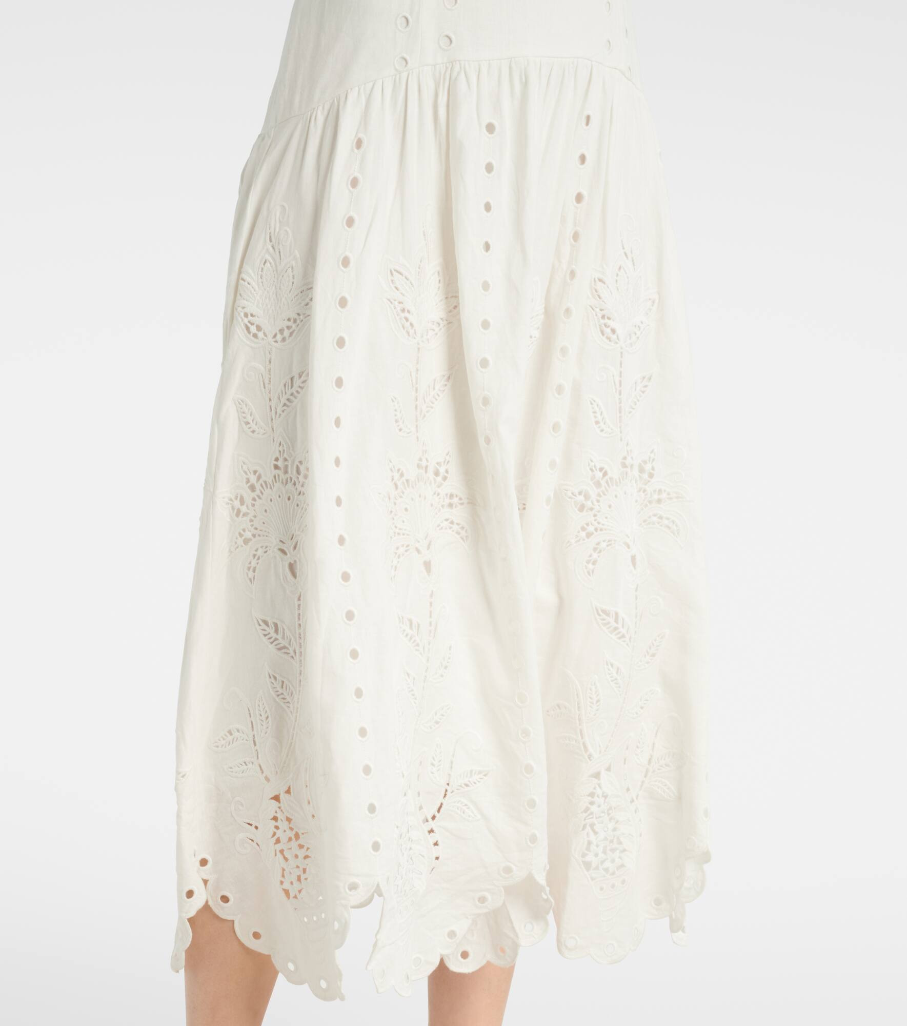 Broderie anglaise linen-blend midi dress - 5