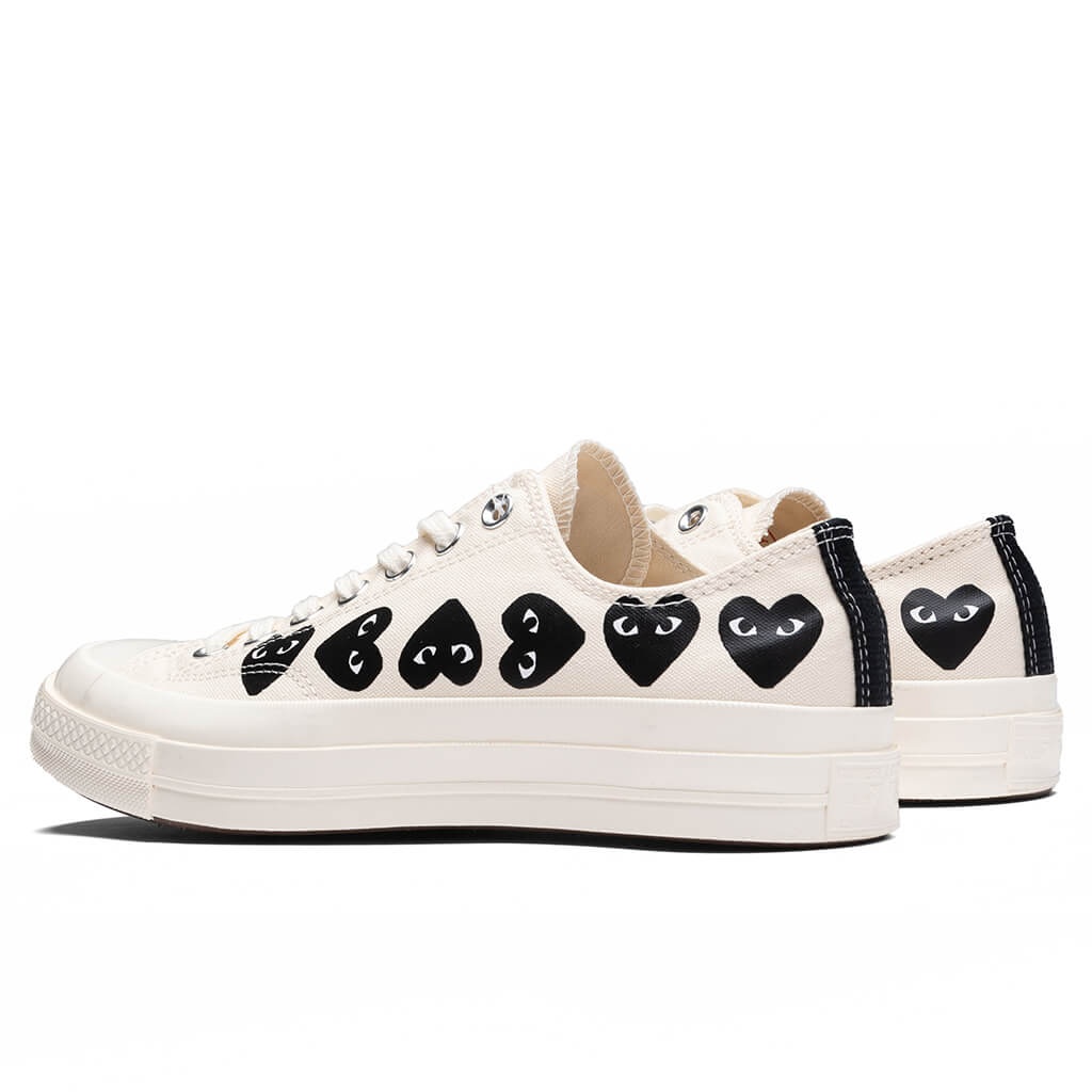 CONVERSE X COMME DES GARCONS PLAY ALL STAR CHUCK '70 OX MULTI HEART - MILK/BLACK - 3