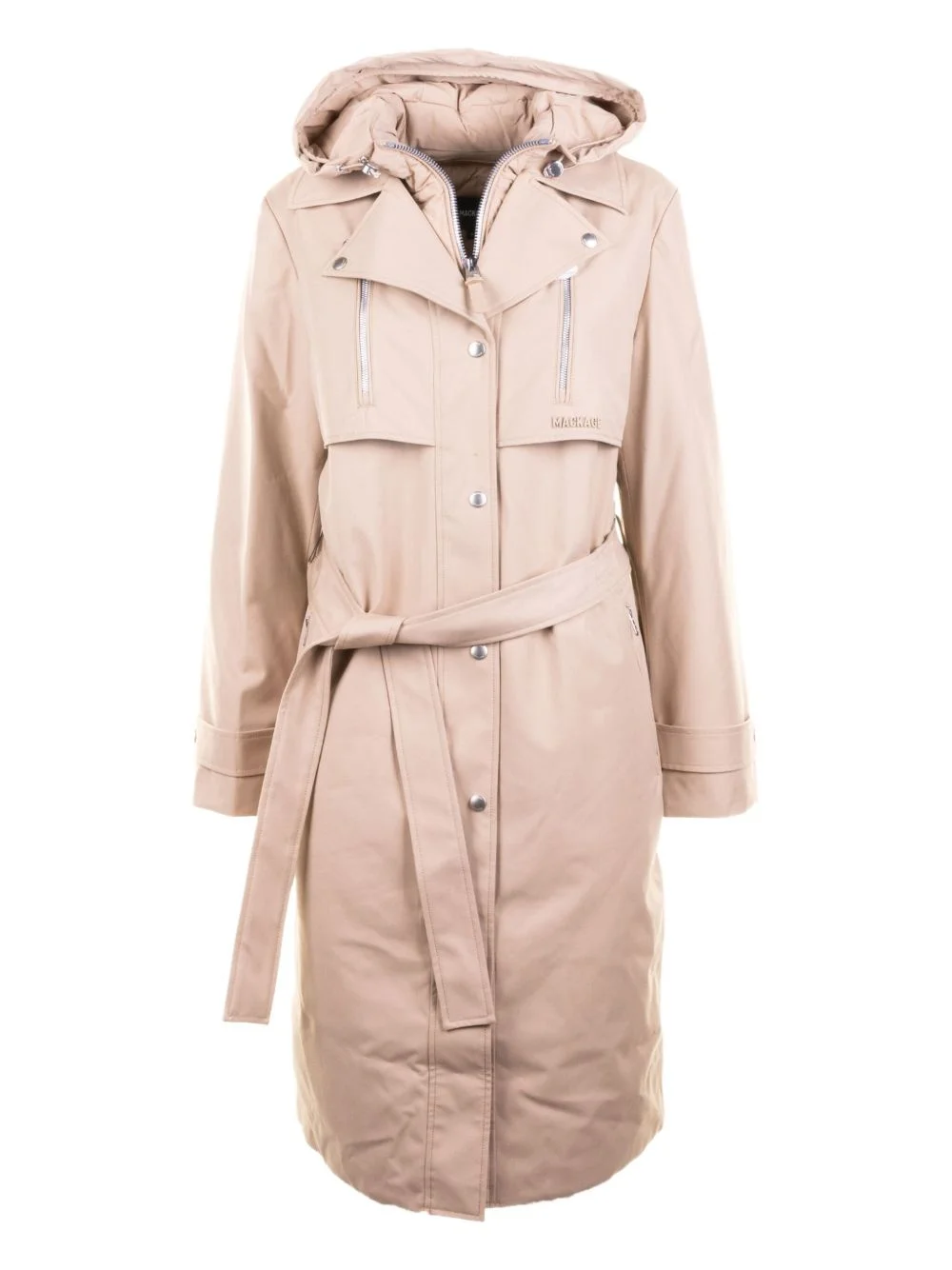 belted hooded coat - 1