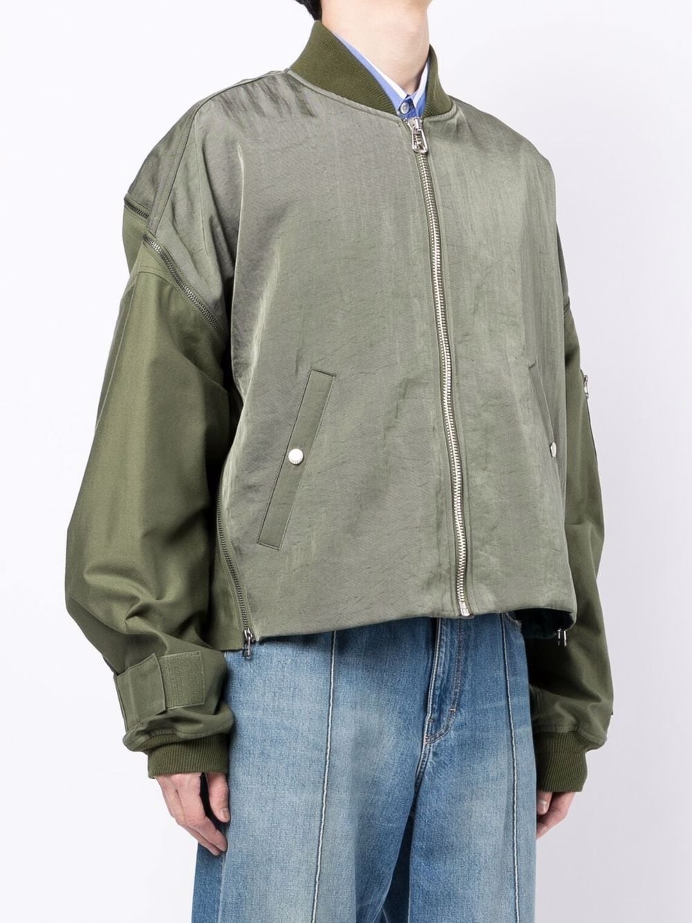 zip-detailing bomber jacket - 3