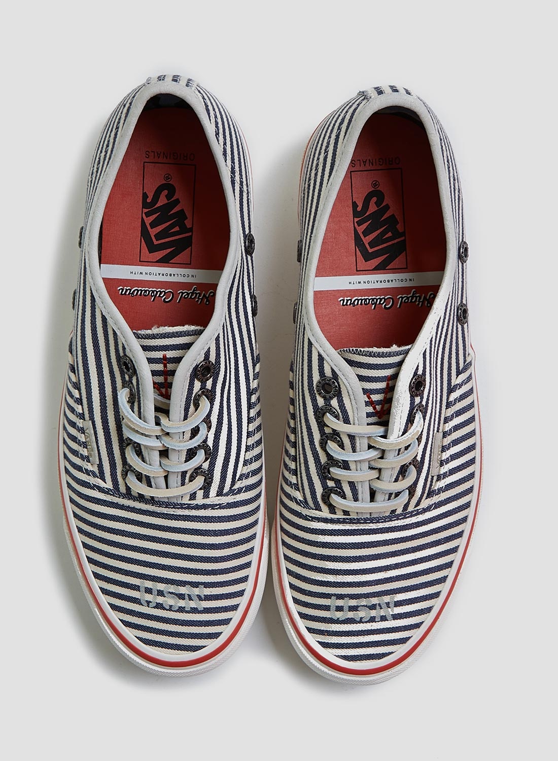 Vans Vault x Nigel Cabourn OG Authentic LX in Stripes Navy - 4