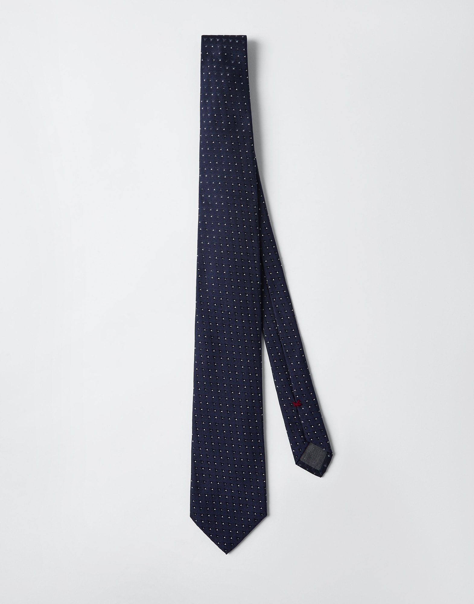 Silk tie with polka dot jacquard - 1