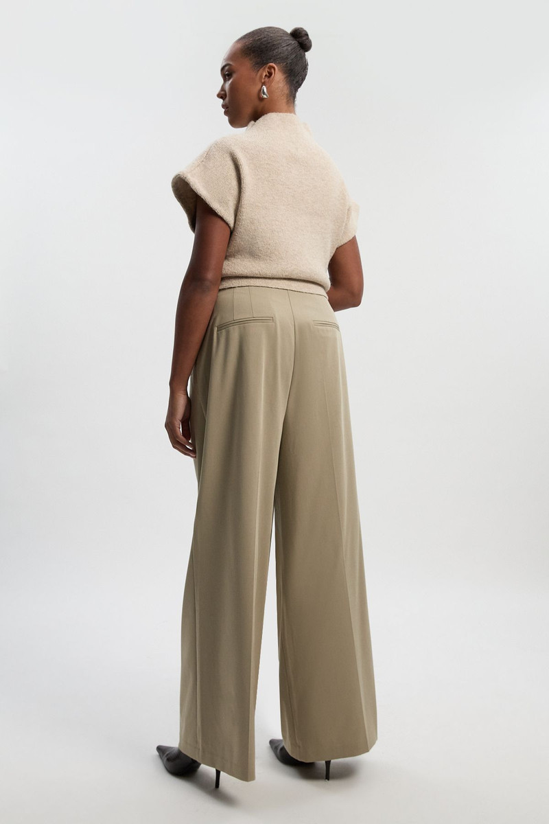 Plus Size Polished Viscose Belted Tailored Wide Leg 5