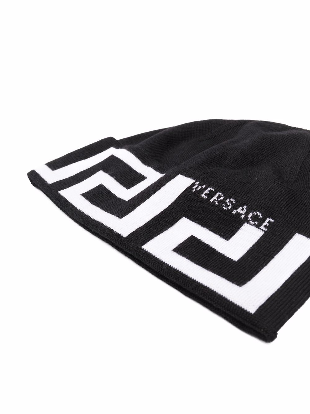 Greca-print wool beanie - 2