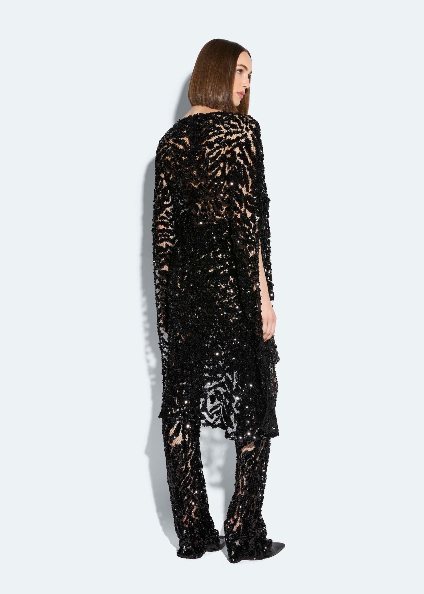 Abstract Sequin Cape Dress - 3