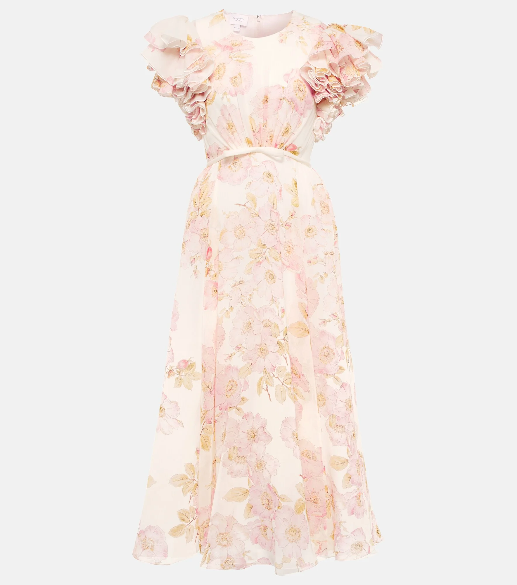 Floral silk georgette gown - 1