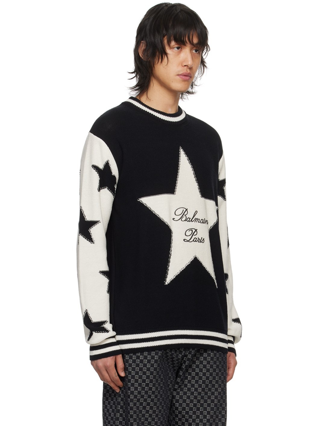 Black & White Jacquard Sweater - 2