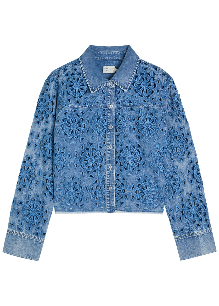 Alice + Olivia Finley Cutwork Denim Shirt - 1