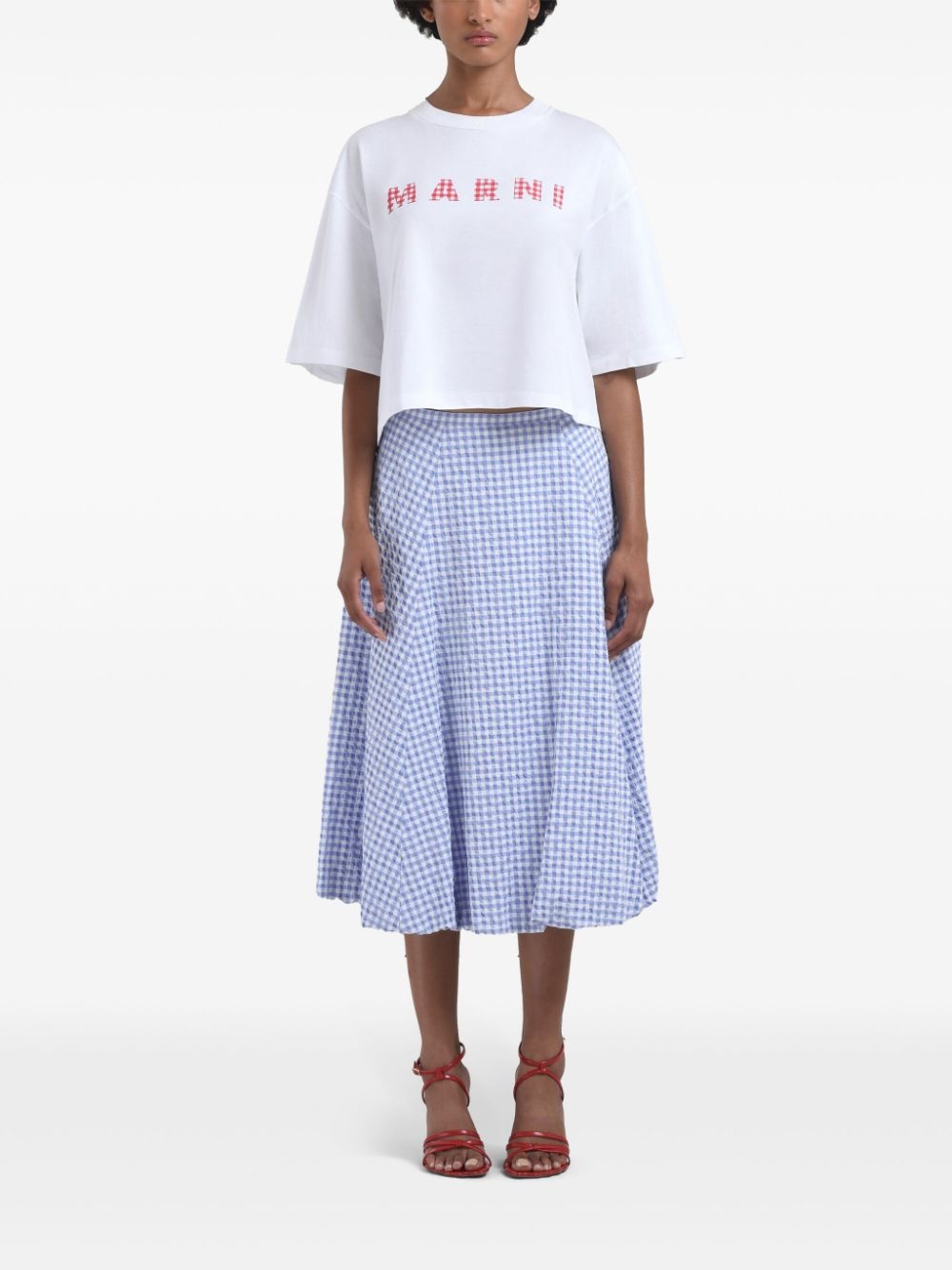 スカート MARNI Check longuette skirt Light Blue Marni Checked Seersucker Skirt in Light Blue – Hampden Clothing